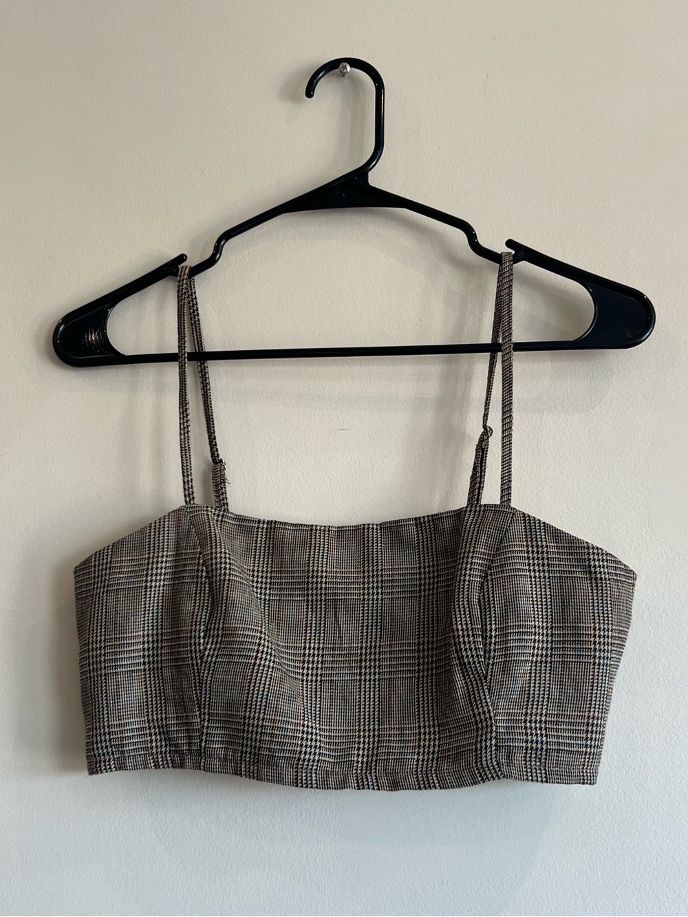 Brown Plaid Crop Tank Top